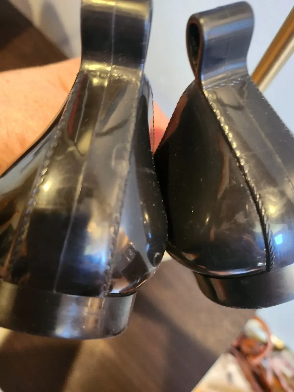 Fendi Black Patent Leather Ballet Flats with Gold Buckle Accent